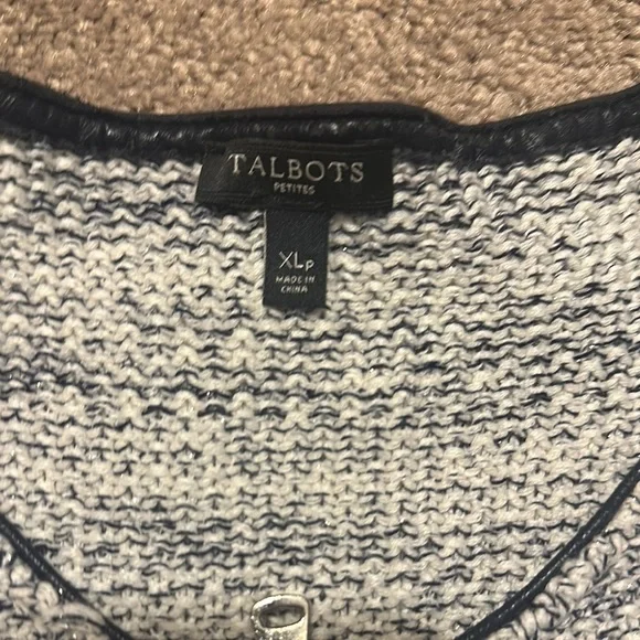 Talbots Gray and Black Cardigan Sweater with Textured Design - Picture 2 of 3